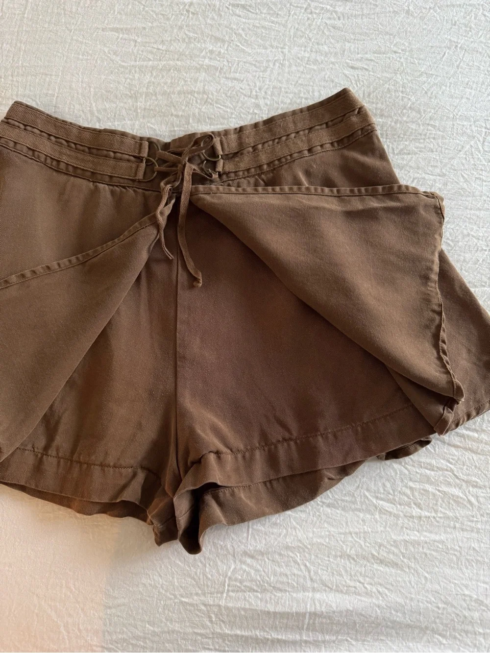 Free People Brown Drawstring Flowy Skort Shorts